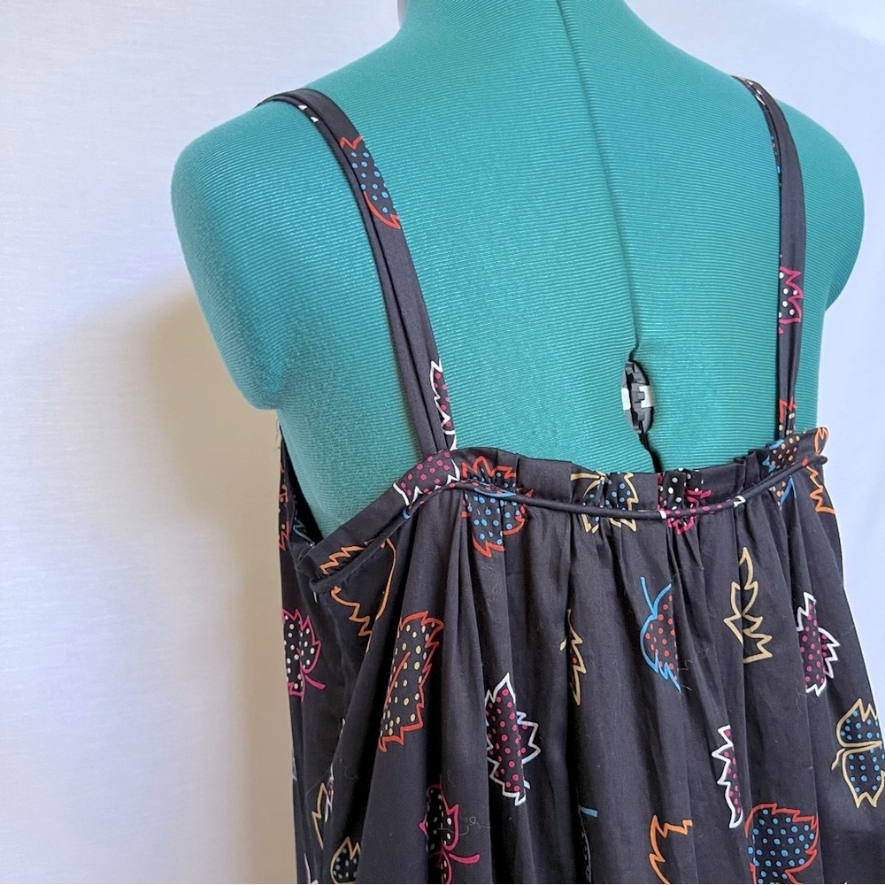 Marc By Marc Jacobs Black Cotton Bubble Dress with Multicolor Leaf Design - Picture 3 of 15